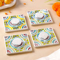 Festive Mini Lippan Art Tealight Holders – Handcrafted Mirror Work (5x5 Inch) | Diwali Table Decor