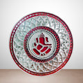 Handmade Ganpati Lippan Art Wall Decor – White & Red Mirror Work (12x12 Inch MDF)