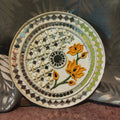 Handmade Floral Lippan Art Wall Decor – Mirror Work Round Design (8x8 Inch MDF)