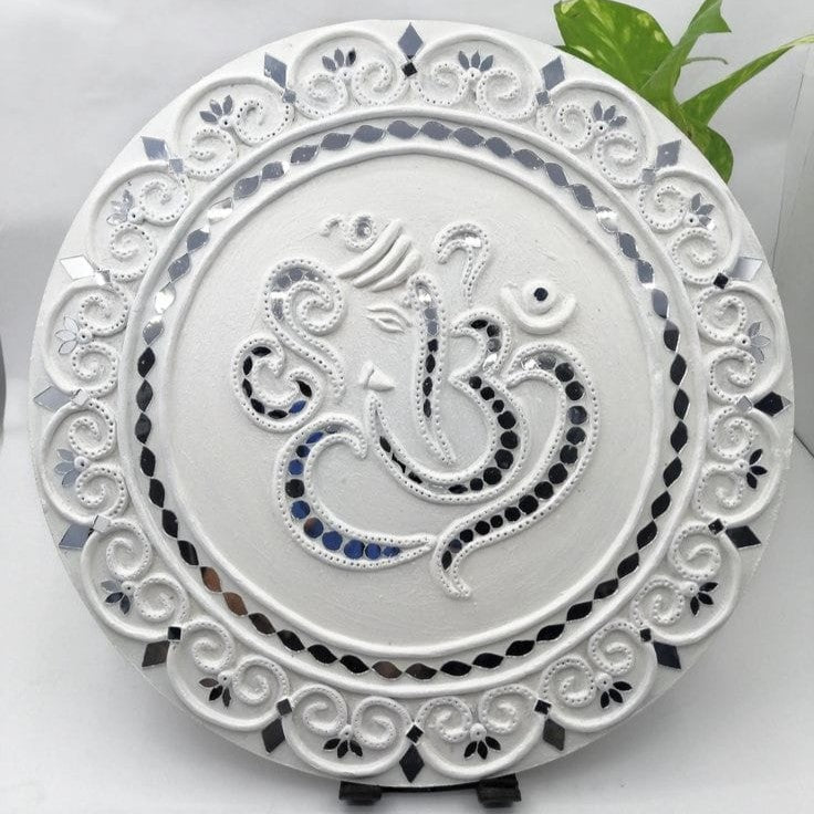 Handmade Ganpati Lippan Art Wall Decor| 8*8 inches