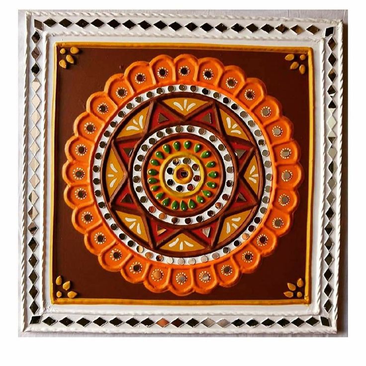 Mandala Lippan Art Decor – Handcrafted Mirror Work Panel (8x8 Inch MDF) | Home Decor